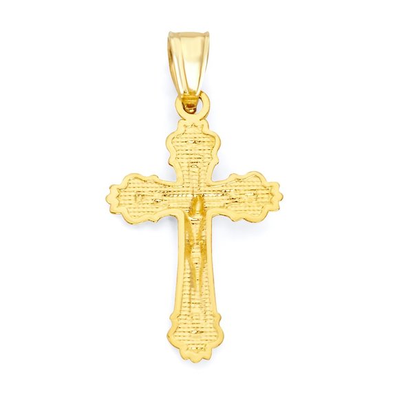 10k Real Solid Gold Crucifix Pendant Cross Jewelry - Picture 2 of 3